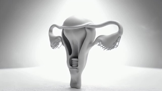 Anatomical Uterus Illustration in White on Bright Background Close Up Medical Visualization for Education and Learning