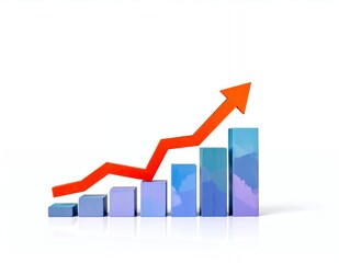 Rising Bar Graph with Arrow - Business Growth and Success Illustration.