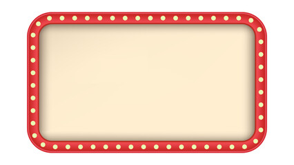 Retro marquee sign box set with light bulbs. Red vintage style cinema marquee frame © Yvone