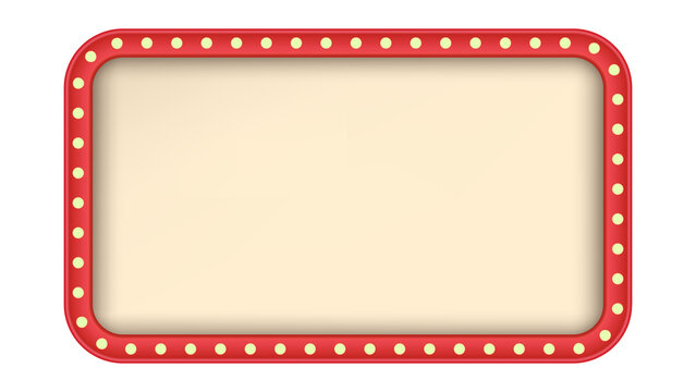Retro marquee sign box set with light bulbs. Red vintage style cinema marquee frame