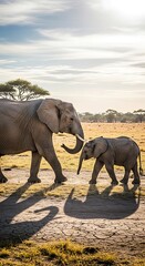 Fototapeta premium Elephant Family Walk.