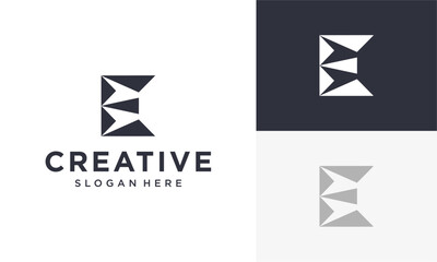 Naklejka premium Modern Creative Logo Design with Abstract Shapes and Text on Various Backgrounds
