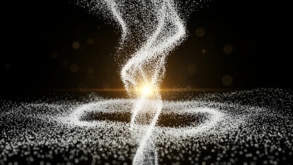 Abstract Particle Swirl: Digital Vortex, Data Flow, Technology Concept