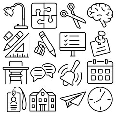 School Essentials Icon Set Outline Style (Part 7)