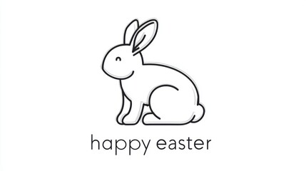 Fototapeta premium simple single line drawing of an easter bunny with the text 