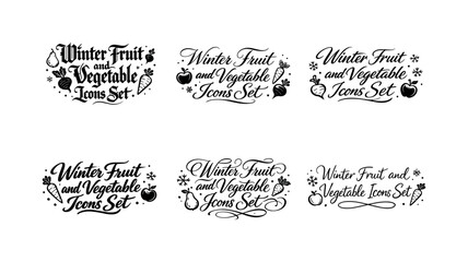 Winter Calligraphy Showcase. Winter Fruit and Vegetable Icons Set. Create a calligraphy lettering illustration