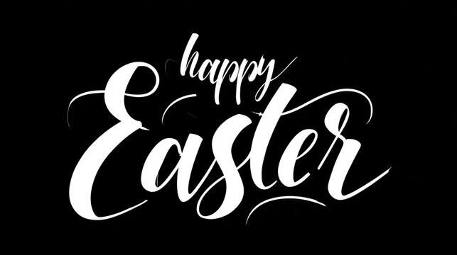 "happy easter" in elegant calligraphy font, isolated on a white background