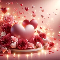 Valentine's Day pink background, beautifully 3D