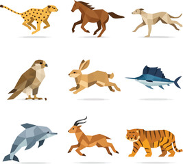 Obraz premium Diverse Animals Running and Swimming in their Natural Habitat Vector Illustrations Jan 15, 2026