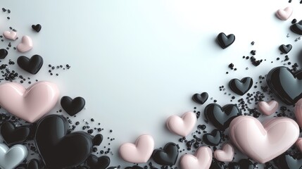 Pink heart frame background with copy space showing love valentine romance horse painted rainbow colourful style