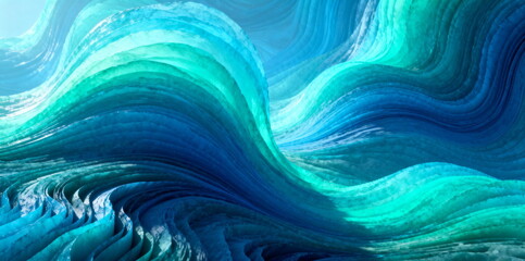 Abstract Blue and Teal Swirling Ocean Waves