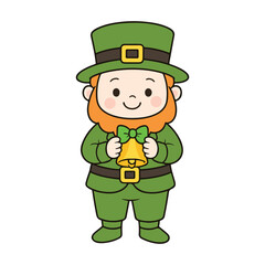 Bell Holder Leprechaun illustration, Lucky Leprechaun ClipArt, St Patrick&rsquo;s Day, Cute Festive Irish design