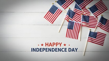 Fototapeta premium Happy independence day celebration with american flags
