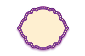 Ethnic Ornamental Shape Box Decorative Frame. Purple Border Frame With Glowing Bulbs.
