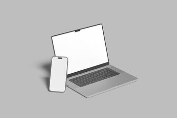 Laptop and Phone Realistic Blank Mockup