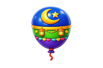 Festive eid celebration balloon with crescent moon and lanterns for decoration
