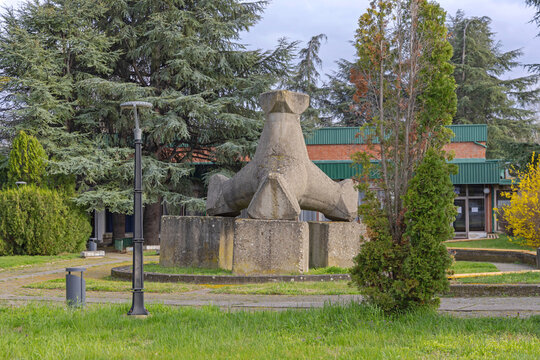Concrete Block Tetrapod Geometric Shape Near Hydro Power Plant in Kladovo Serbia
