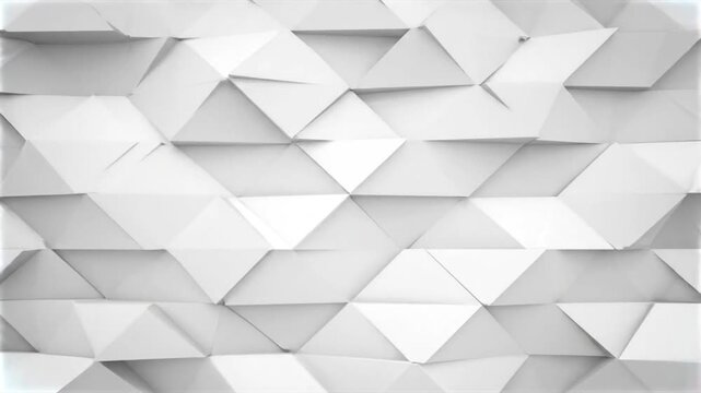 Abstract white geometric wall background with triangular shapes and shadows forming a textured pattern