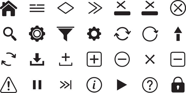 Black & White UI & Navigation Icons &ndash; Interface & App Vector Set