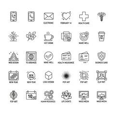 Collection of Modern Flat Icons Representing Various Concepts.