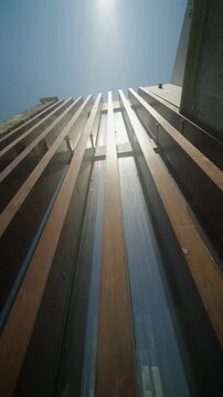 View of a modern loft wall showing its unique architecture and design at midday
