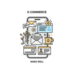 E-commerce and Online Shopping Concept on Mobile Phone.