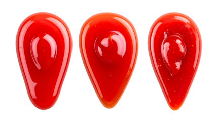 Red tomato sauce forming heart shape over transparent background