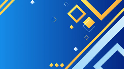 Blue abstract background with yellow geometric square elements