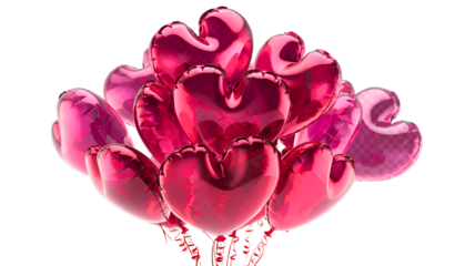 Red heart balloons on a white background isolated