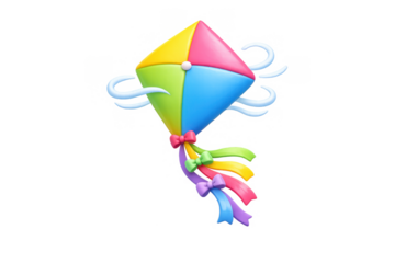 Vibrant colorful kite in sky with ribbons for celebratory design