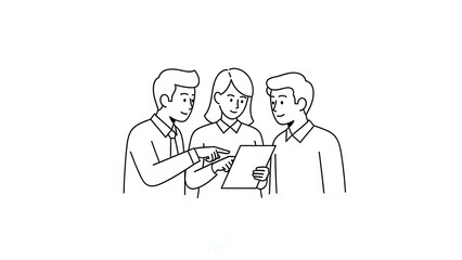 Teamwork Discussion: Three People Collaborating on a Document