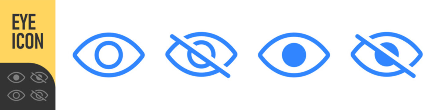 eye icon set. vision icon, see view icons - eyesight symbol - invisible eye hide icon, incognito icon no eye view hidden icon set. vision icon, unsee icons, color icon set	
