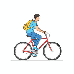 Obraz premium Man Commuting to Work on Bicycle