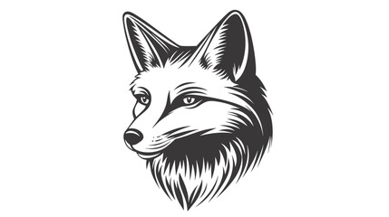 Fototapeta premium Black and White Illustration of Fox Head.