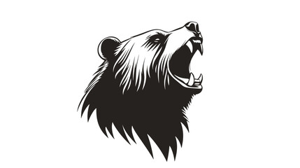 Obraz premium Black and White Illustration of Roaring Lion Head.
