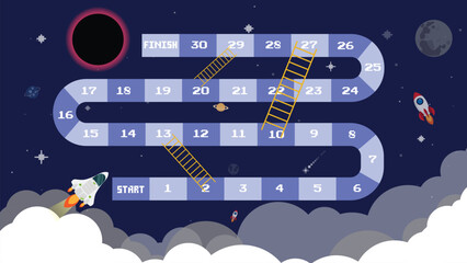 Kids science and space board game.Vector flat style illustration.  © Maderla