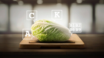 &ldquo;Fresh green cos lettuce on a wooden cutting board, highlighting its crisp texture, rich vitamins, and benefits for healthy cooking and nutritious meals.&rdquo;
