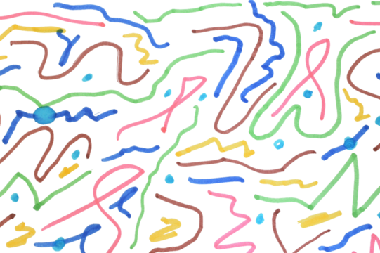 Numerous curved lines drawn chaotically with colored markers. - Powered by Adobe
