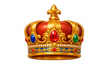 Ornate royal crown with gemstones for luxury design and decoration themes