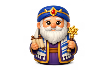 Charming rabbi character with torah scroll and star of david for judaic celebration design