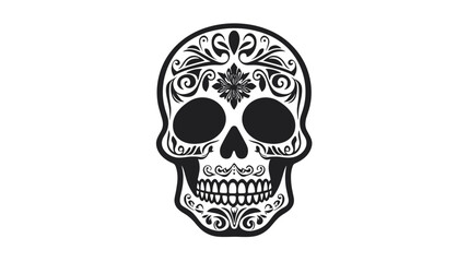 Fototapeta premium Decorative Sugar Skull Illustration Black White 2.