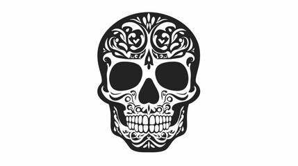 Obraz premium Decorative Sugar Skull Illustration Black White 1.