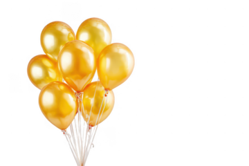 A bunch of yellow balloons are tied together