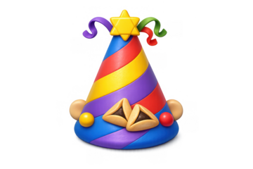 Festive purim celebration hat design with hamantaschen and star for holiday decorations