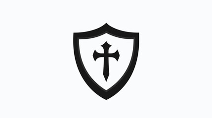 Shield Icon with Cross Symbol Protection.
