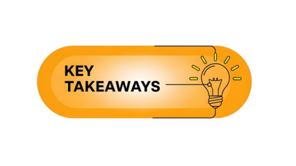 Key takeaways concept with lightbulb on orange background