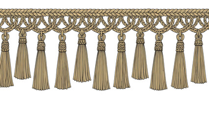 Elegant gold tassel trim on black background for luxury design