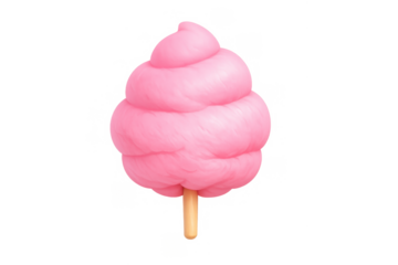 Whimsical pink cotton candy on stick with gradient background for fun and festive designs