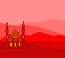 illustration of a mosque view for design background