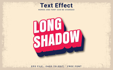3d long shadow text effect, Editable vintage retro text effect in Illustrator
